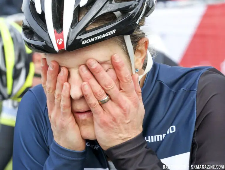 Tough day in the office for Compton, who was fighting a cold. 2014 Koksijde UCI Cyclocross World Cup, Elite Women. © Bart Hazen / Cyclocross Magazine