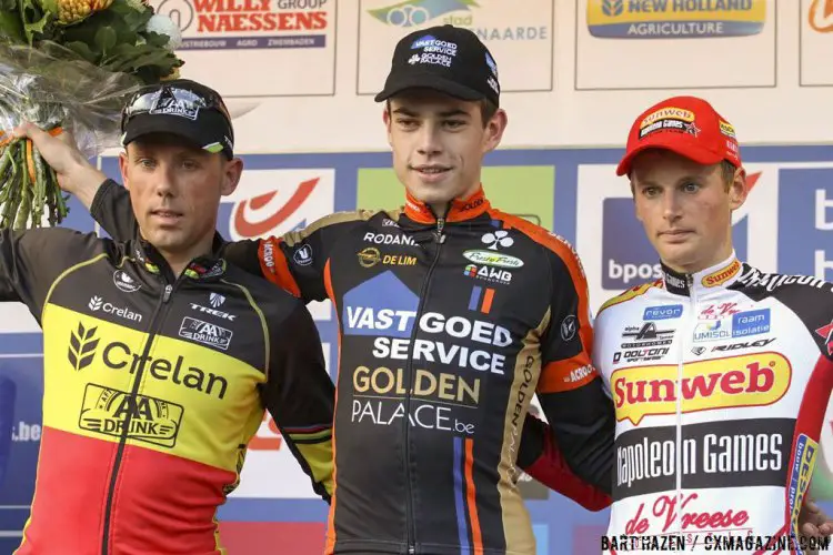 Wout van Aert wins Koppenbergcross over Sven Nys and Kevin Pauwels. © Bart Hazen / Cyclocross Magazine
