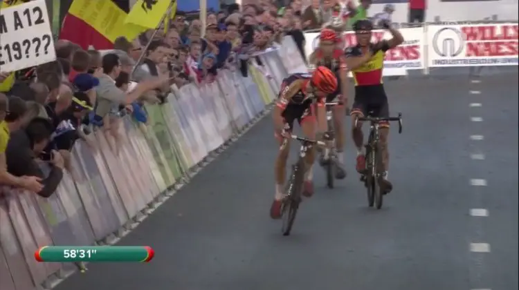 Svenness takes a look at what could be one of the more controversial finishes of this season. Photo grabbed from UCI footage.