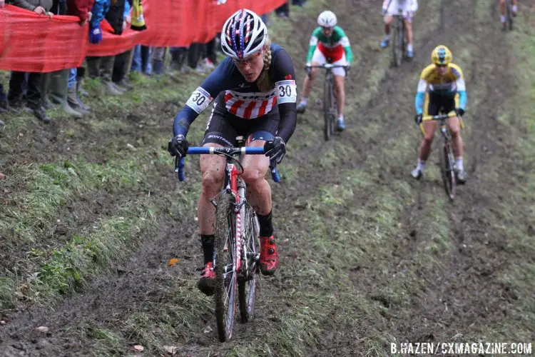 Compton kept away from Van Loy, who rode well although the off-camber decent gave her trouble all day. © Bart Hazen/Cyclocross Magazine