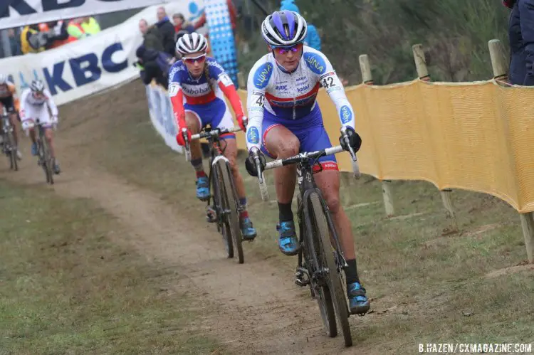 Katerina Nash, shown on a far less muddy day, took the BPost Win this afternoon. © Bart Hazen/Cyclocross Magazine