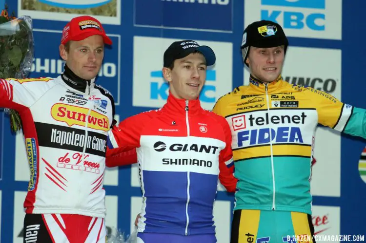 Van der Haar, Pauwels and Van Kessel made up the men’s podium. © Bart Hazen/Cyclocross Magazine