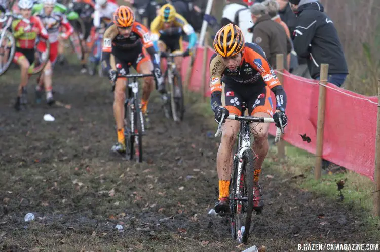 The course at Essen included plenty of running and mud-flinging. © Bart Hazen/Cyclocross Magazine