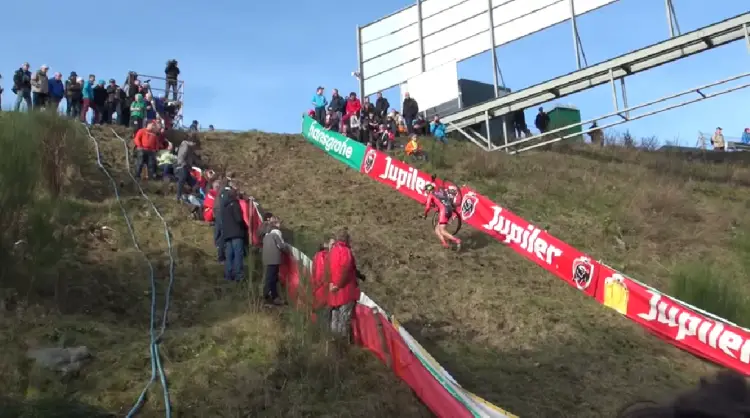 Haley ascends the brutal climb at Spa-Francorchamps, representing the United States to make the podium. Photo grabbed from footage by Olivier Iserbyt