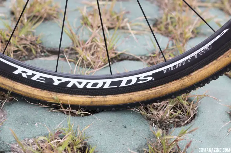 Payton uses Reynolds’ Thirty Two carbon tubular wheels. © Cyclocross Magazine