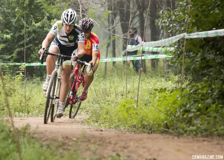 Hannah Payton dashing through the woods earlier this year at the QianSen Trophy in China. © Cyclocross Magazine