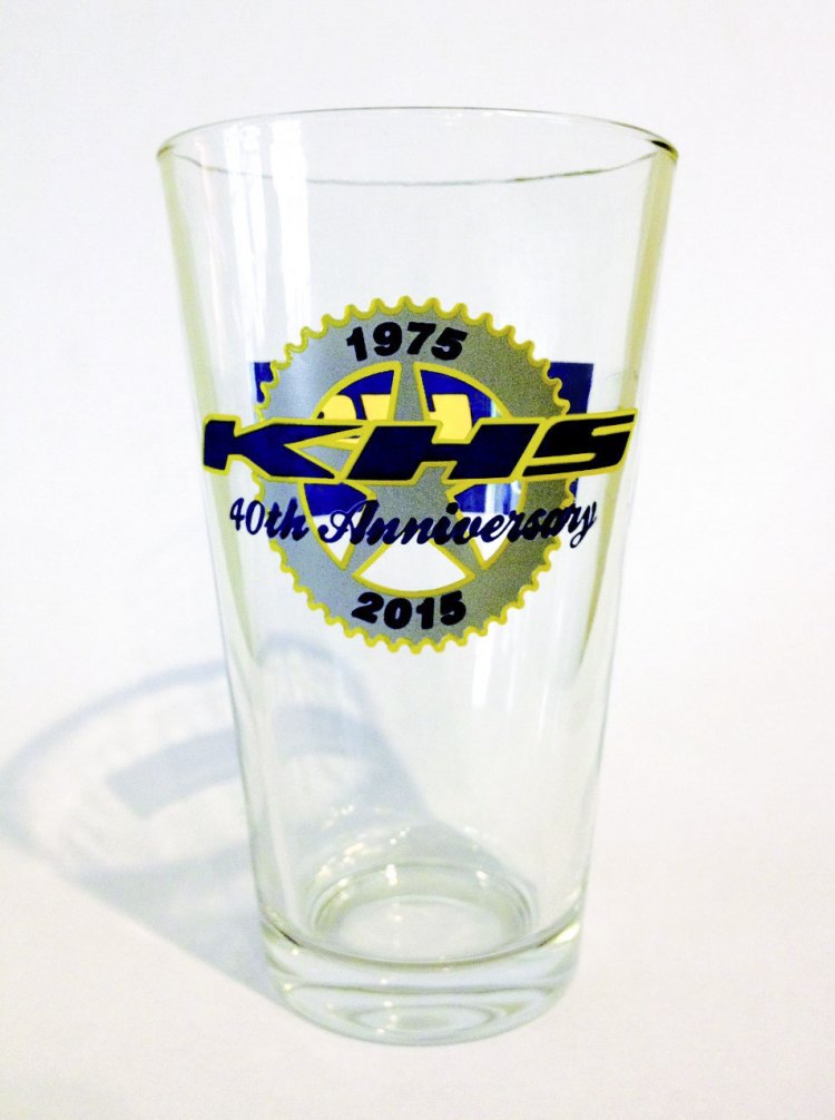 KHS celebrates its 40th anniversary of creating winning bikes with these stylin' pint glasses. 