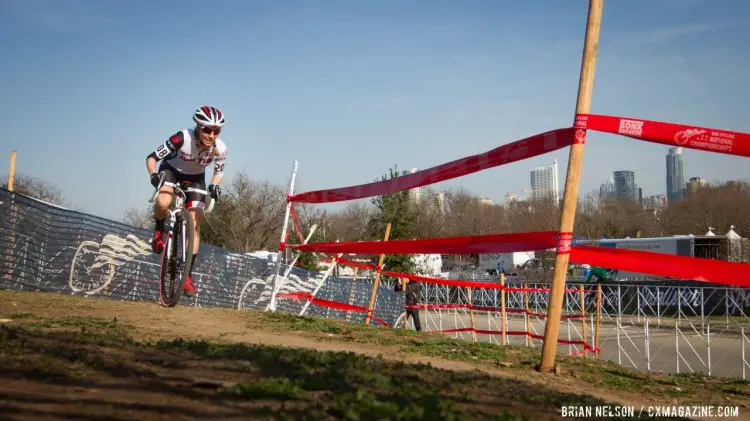 Maureen Bruno-Roy established an early lead in the Women's Single Speed Race. © Brian Nelson / Cyclocross Magazine