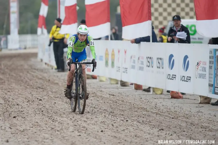 Ramsay Turner (KMS Cycling / Killington Mtn. School) was given the lap bell and then pulled for the win. © Brian Nelson