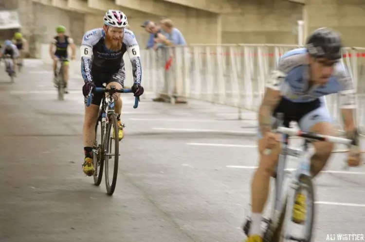 Marion, like many before him, was outkicked by Myerson at the line. 2015 Kingsport Cyclocross Cup. © Ali Whittier