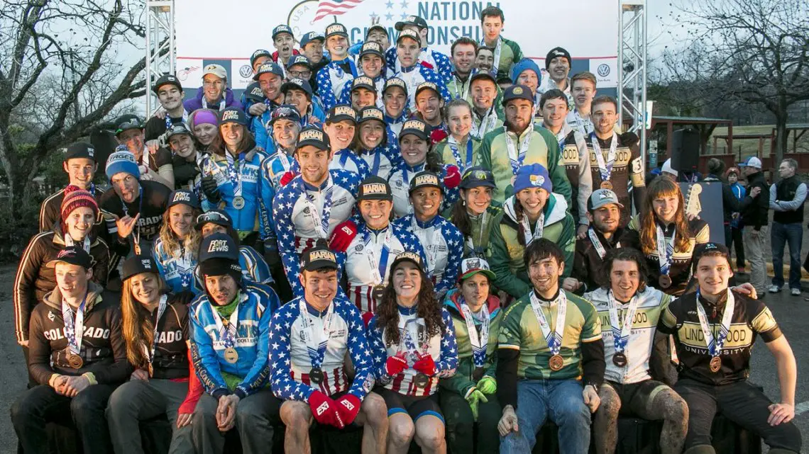 Your Collegiate Division 1 Omnium Podium - 2015 Cyclocross National Championships Podium © Cyclocross Magazine (full res avail for purchase - email crosseyed@cxmagazine.com )