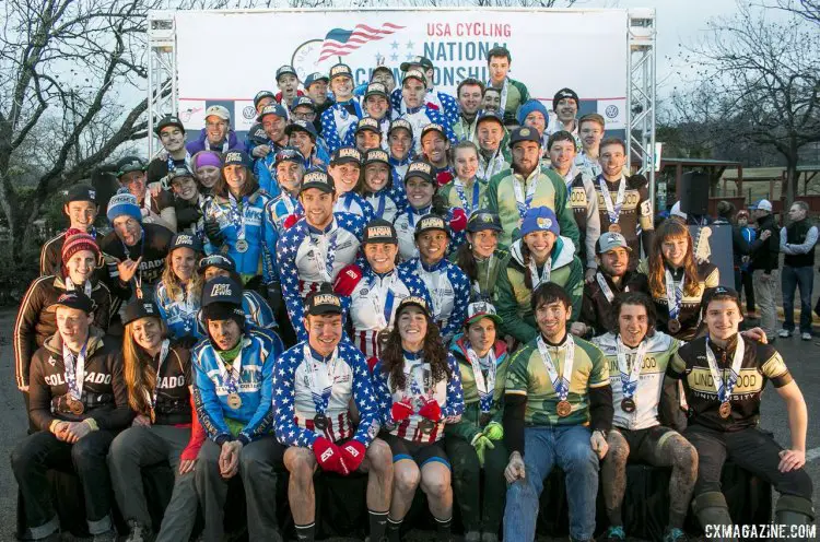 Your Collegiate Division 1 Omnium Podium - 2015 Cyclocross National Championships Podium © Cyclocross Magazine (full res avail for purchase - email crosseyed@cxmagazine.com )