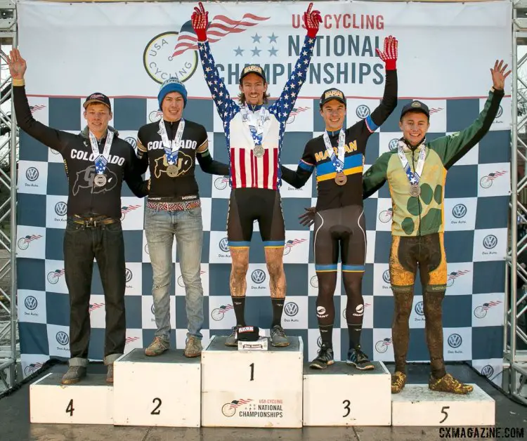 Collegiate D1 Men 2015 Cyclocross National Championships Podium © Cyclocross Magazine (full res avail for purchase - email crosseyed@cxmagazine.com )