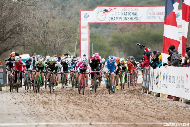 The start of the Elite Women's 2015 Cyclocross National Championship. © Cyclocross Magazine