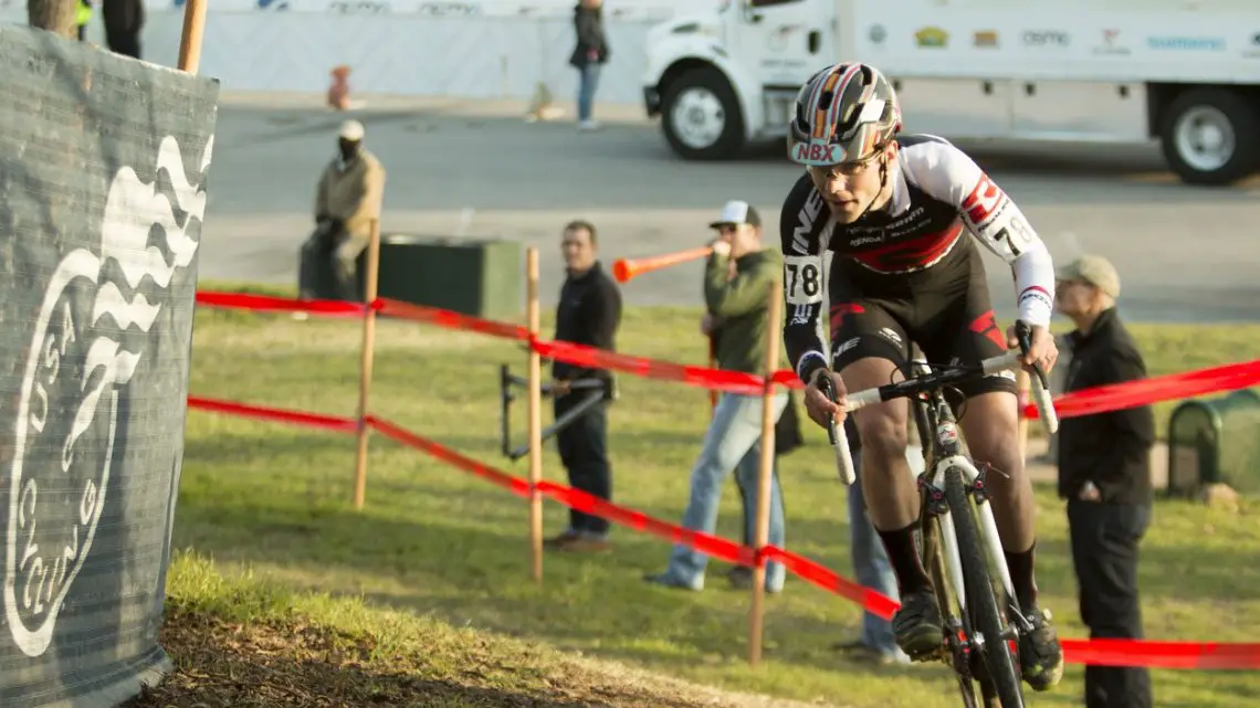 Justin Lindine purposely pushed hard through the ups and downs in attempt to gap the field. 2015 Cyclocross National Championships - Singlespeed Men. © Cyclocross Magazine