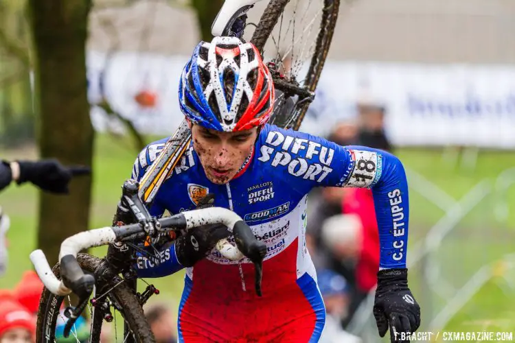 Fabien Doubey had a mid-race surge to reach the leaders, but couldn’t hold on as the two Belgians pulled away. © Thomas van Bracht / Cyclocross Magazine