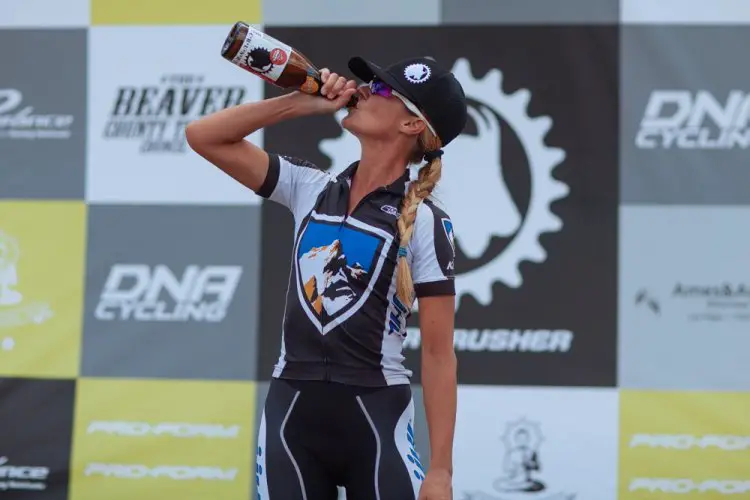 KUHL’s Joey Lythgoe savors the spoils of victory as the 2014 Crusher Pro Women’s champion. photo: Catherine Fegan-Kim