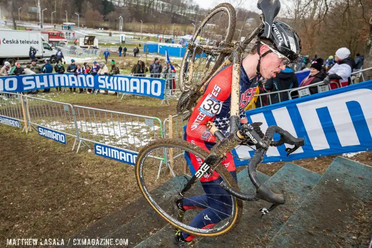 Brannan Fix likely earned the unoffiicial title of highest placed grass bike pilot, riding his Boo to 15th. © Mathew Lasala / Cyclocross Magazine