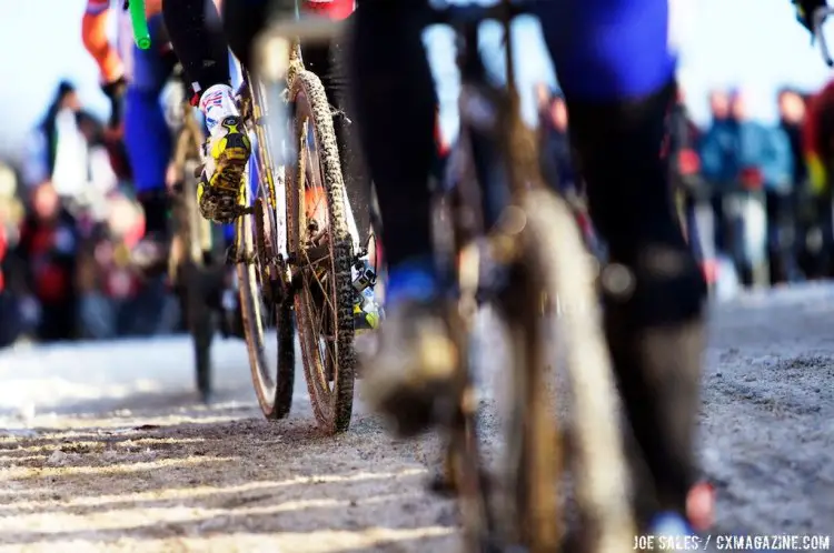 The course was snowy and frozen. 2010 Cyclocross World Championships, Tabor, Czech Republic. © Joe Sales / Cyclocross Magazine