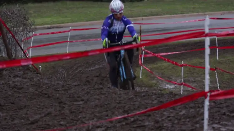 Page rides and rerides the course until he is happy with his line selection. Photo from footage by In the Cross Hairs.