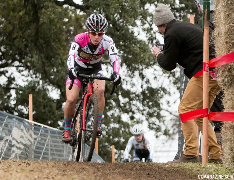 Arley Kemmerer grabbed the lead on the way to the first limestone stairs. © Cyclocross Magazine