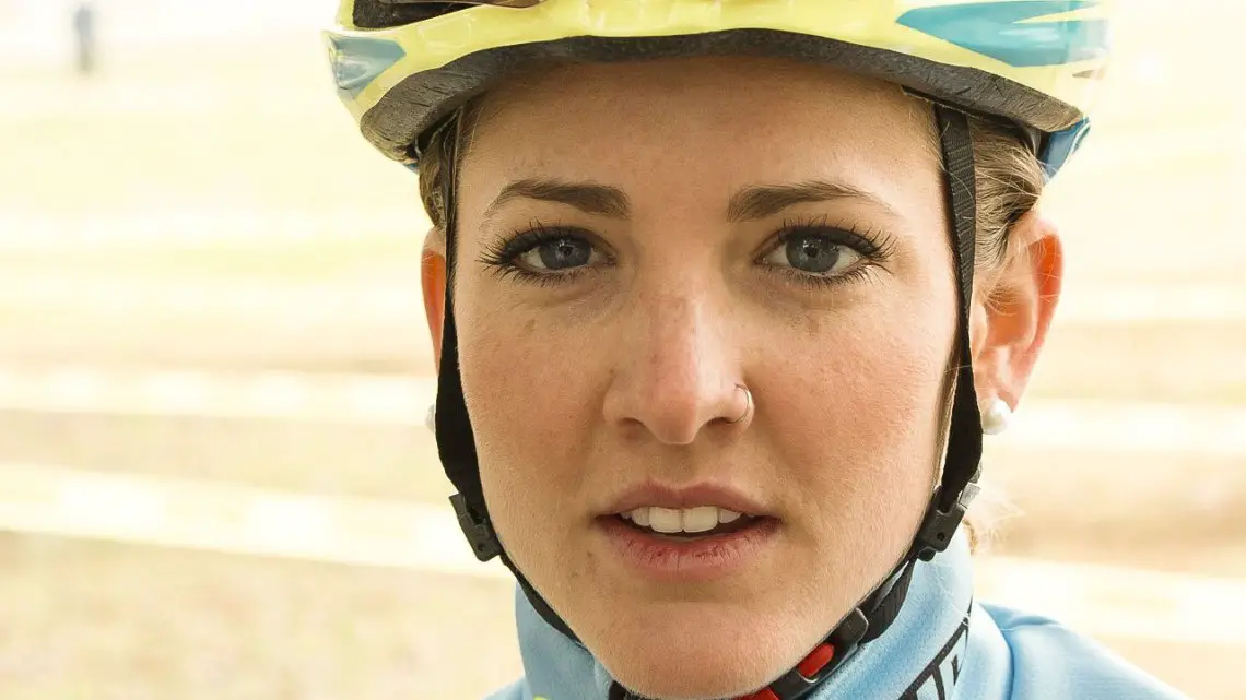 Carolina Gomez Villafane (Vanderkitten) before her win at the SuperPro San Jose race. © Cyclocross Magazine