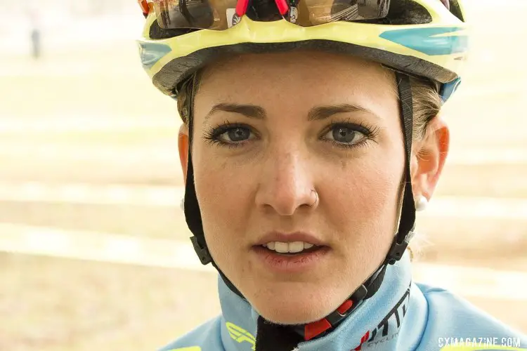 Carolina Gomez Villafañe (Vanderkitten) before her win at the SuperPro San Jose race. © Cyclocross Magazine