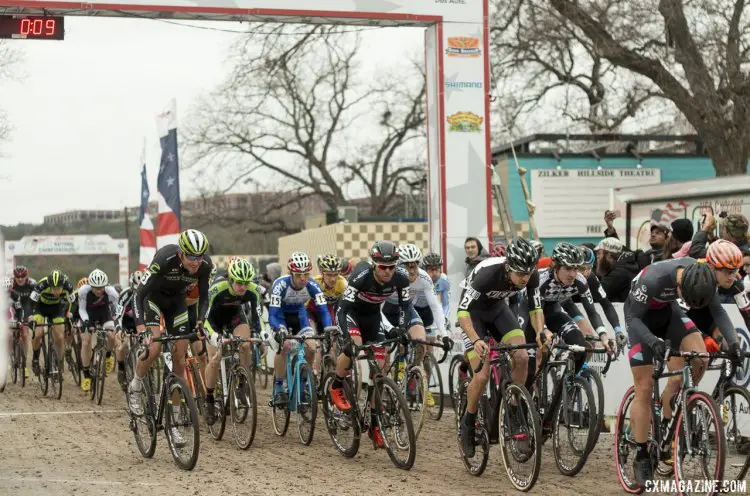 The start of the Elite Men's race at the 2015 Cyclocross National Championships. © Cyclocross Magazine