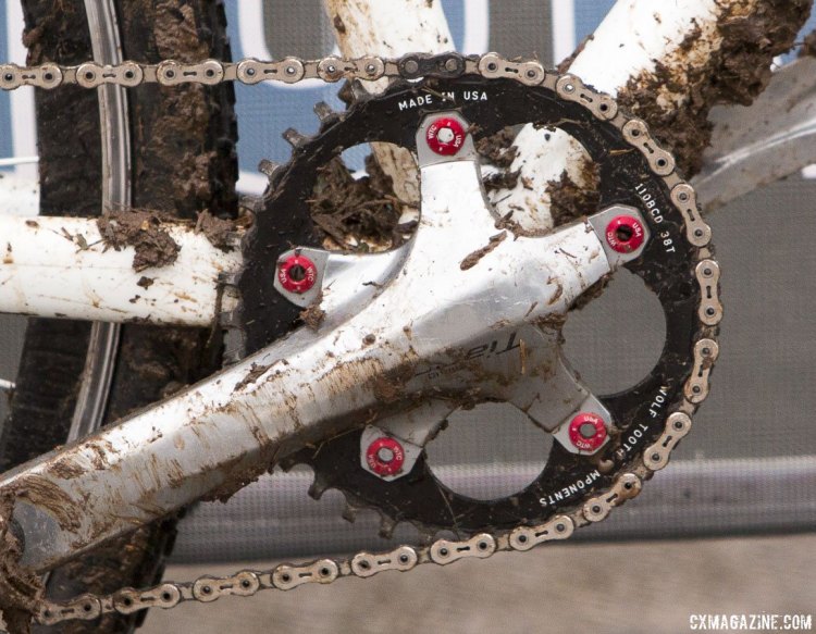 A 38-tooth singlespeed chainring from Wolf Components eliminates the need for a front derailleur. © Cyclocross Magazine