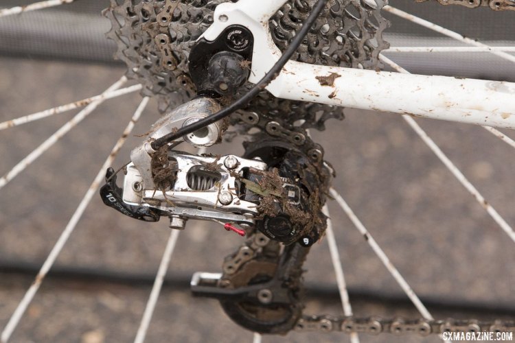 Using SRAM's XO Type 2 clutch-based mountain derailleurs for their large capacity and chain security is a trick in many mechanics back pocket for (the 10-speed) years. © Cyclocross Magazine