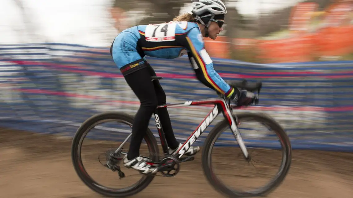 Karen Brems takes the Masters 50-54 Women's Race at the 2015 Nationals. © Cyclocross Magazine