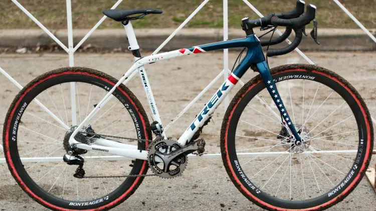 Katie Compton's 2015 National Championship-winning Trek Boone cyclocross bike fresh with Zilker Park mud. © Cyclocross Magazine