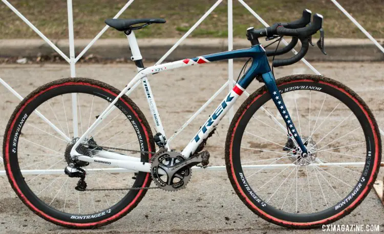 Katie Compton's 2015 National Championship-winning Trek Boone cyclocross bike fresh with Zilker Park mud. © Cyclocross Magazine