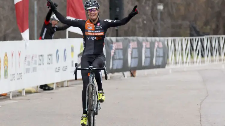Kristin Weber took the Masters 40-44 Title, then called her husband. © Cyclocross Magazine