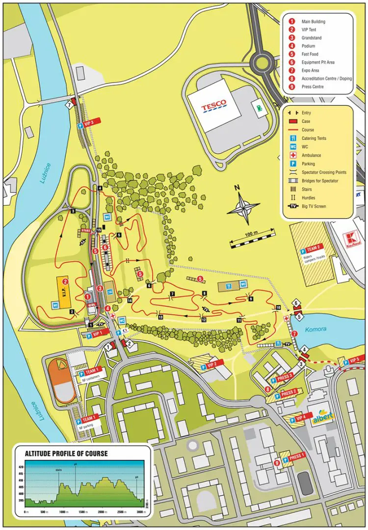 The official course map for the Cyclocross World Championships in Tabor.