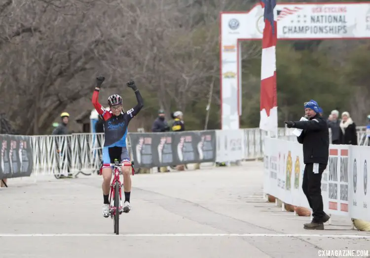 Catherine Moore, the first Texan to wear the Red, White and Blue at the 2015 Cyclocross Nationals. © Cyclocross Magazine