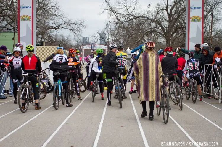 After your second warm up session, consider your clothing choices—will they be right for the race? Be sure you have a jacket, or poncho, to wear to the start line you can toss to a friend or teammate. © Brian Nelson