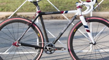 Mo Bruno Roy's 2015 Singlespeed Cyclocross National Championship-winning Seven carbon/titanium Mudhoney Pro cyclocross bike. © Cyclocross Magazine