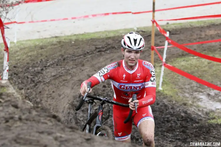 Tobin Ortenblad (Cal Giant) started strong, holding on to Owen's wheel but later paid for the effort. © Cyclocross Magazine