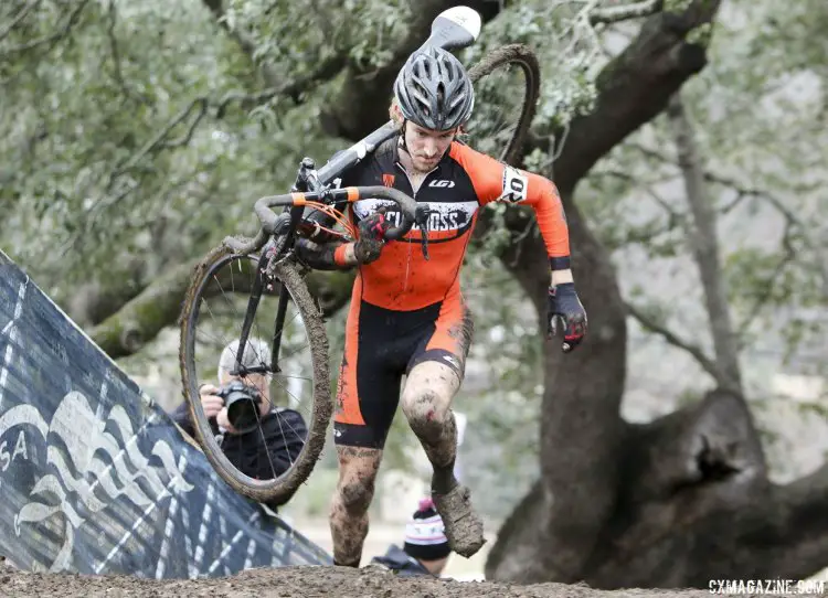 Andrew Dillman (Cyclocross Network) ran to his second individual podium after winning the D1 Collegiate title. © Cyclocross Magazine