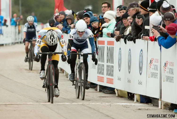 Mike Yozell pips Kevin O'Brien for second in the Masters 45-49 race in Austin. © Cyclocross Magazine