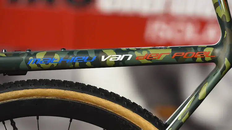 An appropriate paint job considering van der poel is Dutch National Champion, but we're guessing rainbow colors will now adorn his ride. Dugast Rhino tubulars, as ridden in Tabor. © Armin M. Küstenbrück