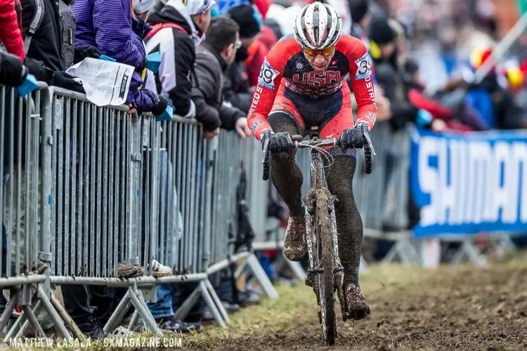 Jeremy Powers started on the front row in Tabor, but within a few turns found himself in the mid 20s. © Matthew Lasala / Cyclocross Magazine