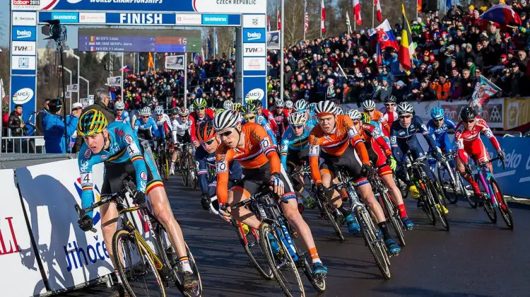 The start of the 2015 U23 Men Cyclocross World Championships. © Mathew Lasala / Cyclocross Magazine