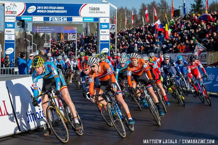 The start of the 2015 U23 Men Cyclocross World Championships. © Matthew Lasala / Cyclocross Magazine