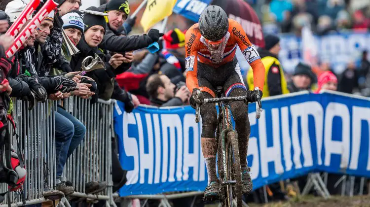Mathieu van der Poel led early and kept pouring it on in his first World Championships as an Elite. © Matthew Lasala / Cyclocross Magazine