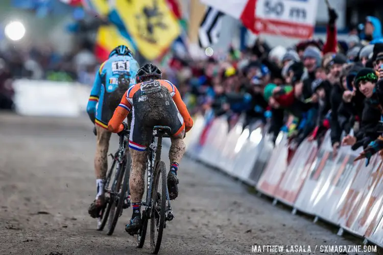 Wout van Aert has displayed brilliance in sprints this season, and continued it in Tabor over Lars van der Haar. © Matthew Lasala / Cyclocross Magazine