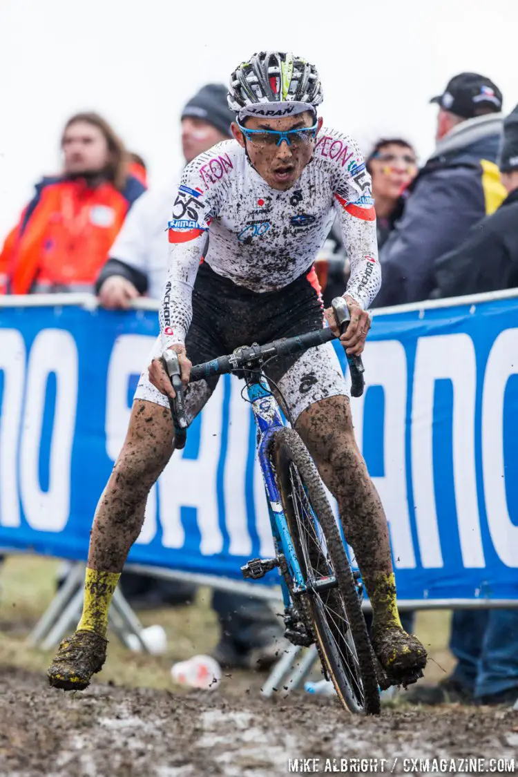 Kazuhiro Yamamoto moved up from a 50th place start to finish 38th and make a growing cyclocross nation proud. © Mike Albright / Cyclocross Magazine