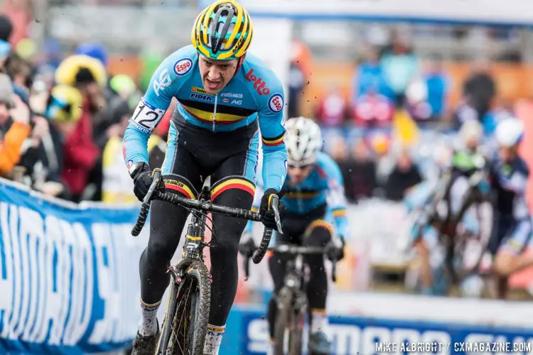 Tom Meeusen battled controveries, uncertain start status and the Tabor mud to finish sixth. © Mike Albright / Cyclocross Magazine