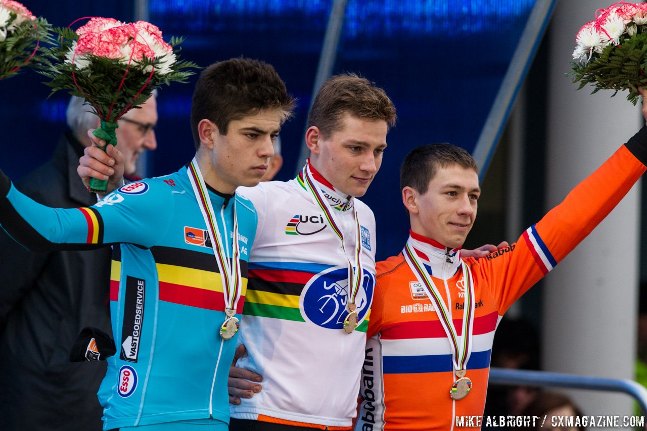 Mathieu van der Poel is looking to return to wearing the rainbow stripes for the first time since January 2016. 2015 World Championships, Tabor, Czech Republic. © Mike Albright / Cyclocross Magazine